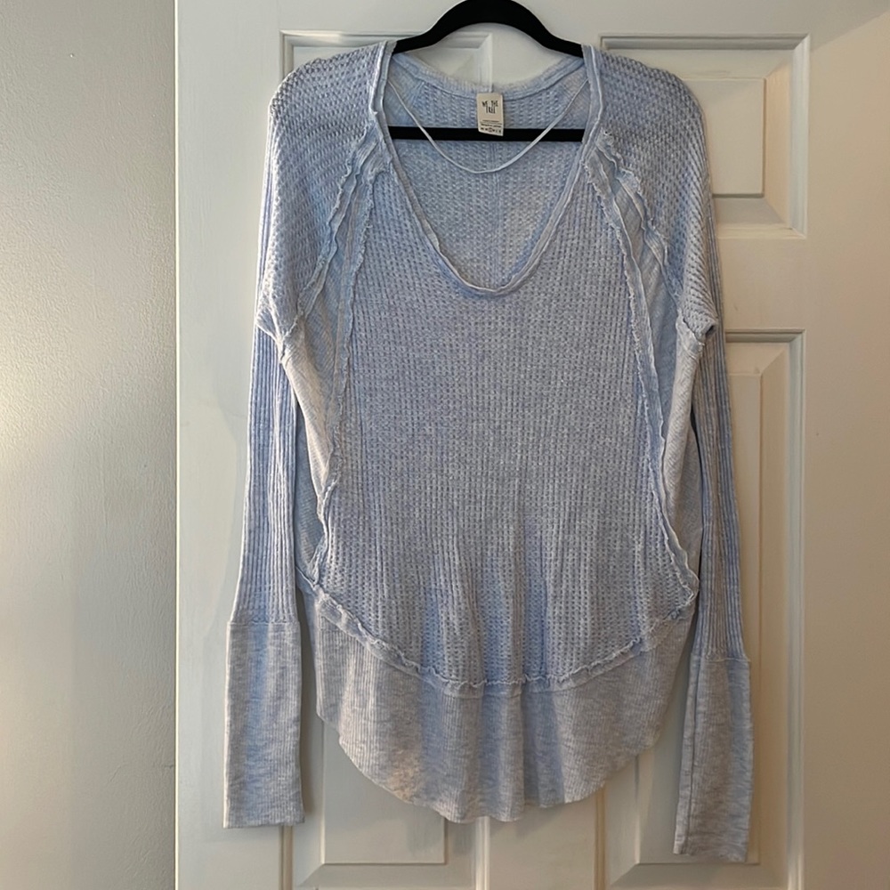 FREE PEOPLE WE THE FREE LONG SLEEVE WAFFLE KNIT TOP